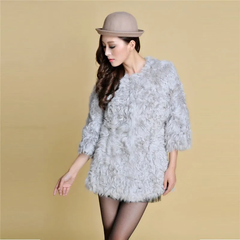 Real Lamb Fur Coat Overcoat Jacket  Long Version Ladies' Top Garment Gilet Winter Dress White Fur Story FS13065