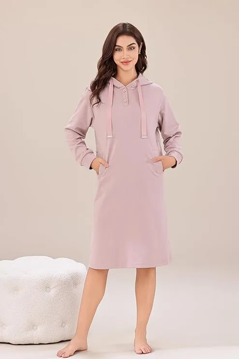 Richie House Womens Drawstring Lightweight Pullover Sweatshirt Hoodie Dress SLeepwear RHW4101