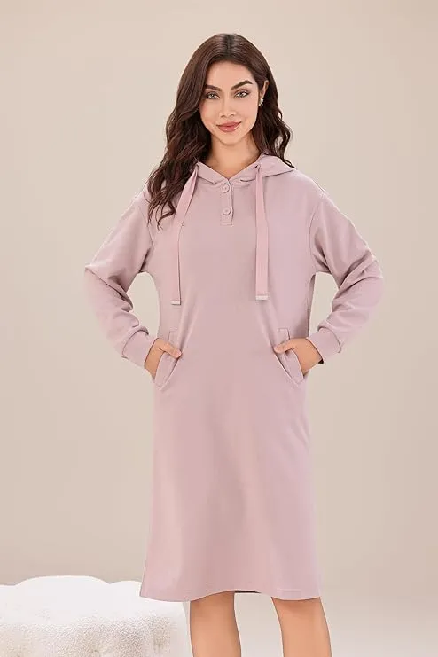 Richie House Womens Drawstring Lightweight Pullover Sweatshirt Hoodie Dress SLeepwear RHW4101