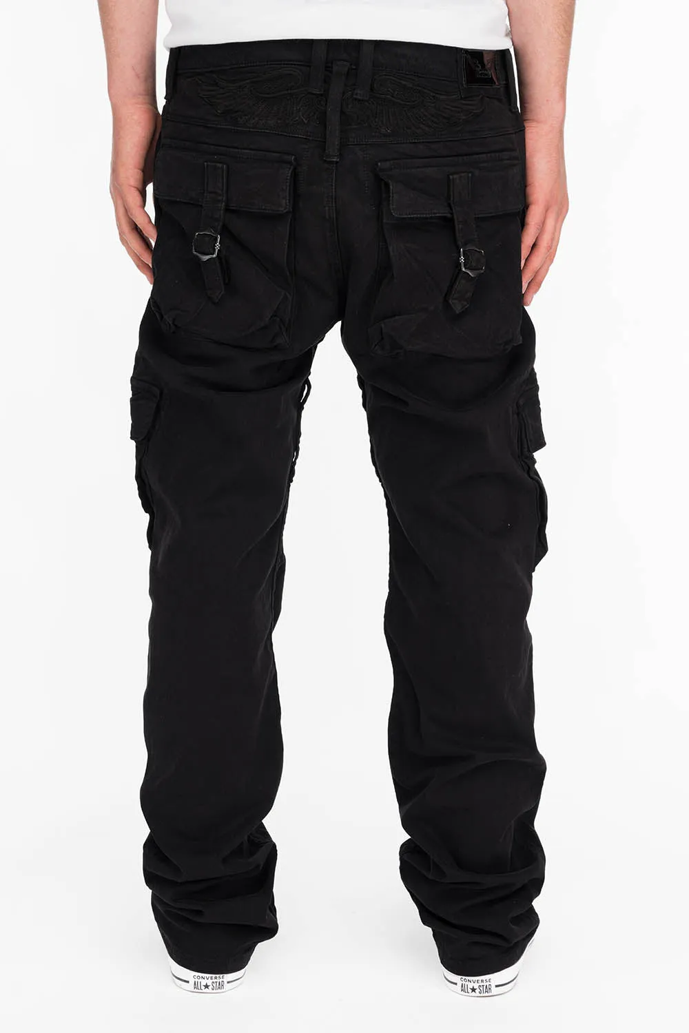 ROBINS NEW MILITARY STYLE CARGO PANTS IN BLACK