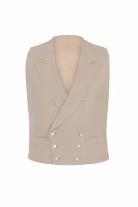 Sand Wool Double Breasted Morning Vest