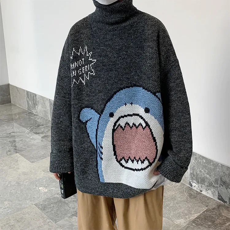 Shark Oversized Turtleneck Knit Sweater