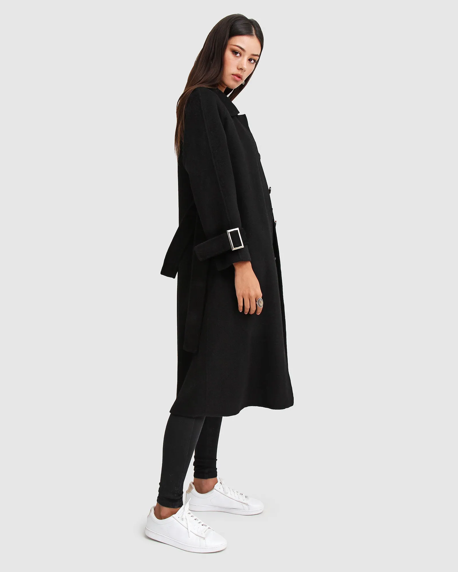 Shore To Shore Belted Wool Coat - Black