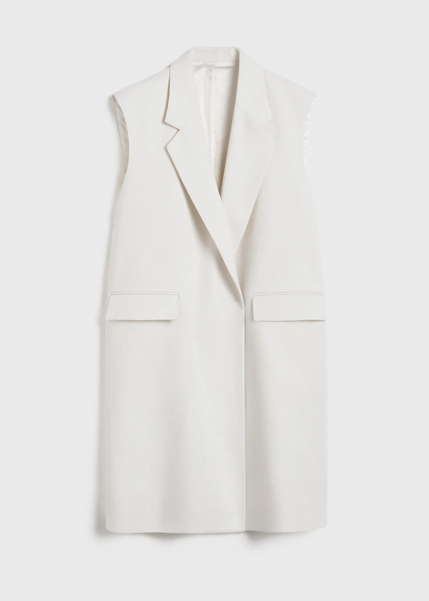 Sleeveless grain de poudre coat off white