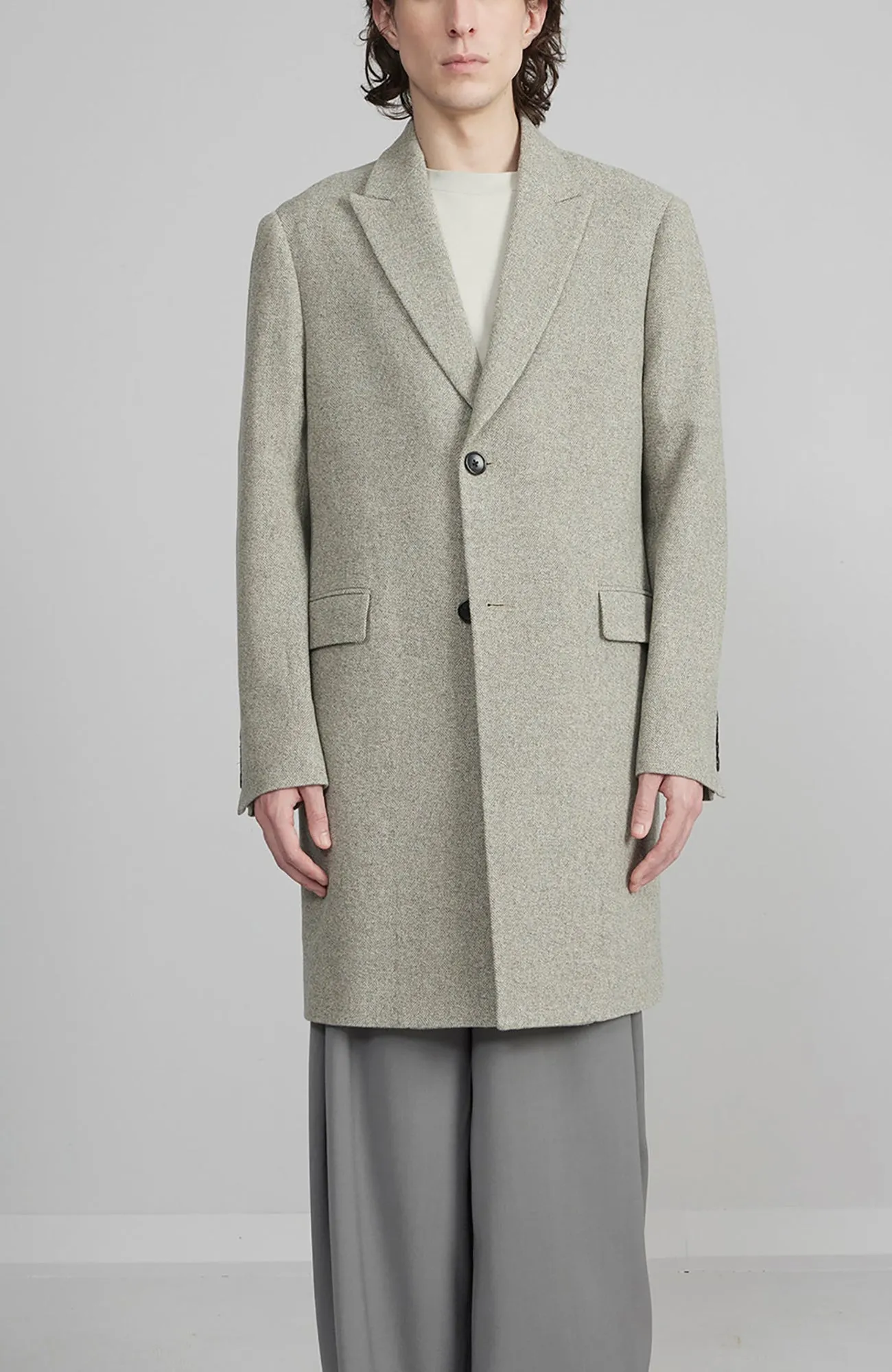 SUTTON STONE HERRINGBONE WOOL & CASHMERE TOPCOAT