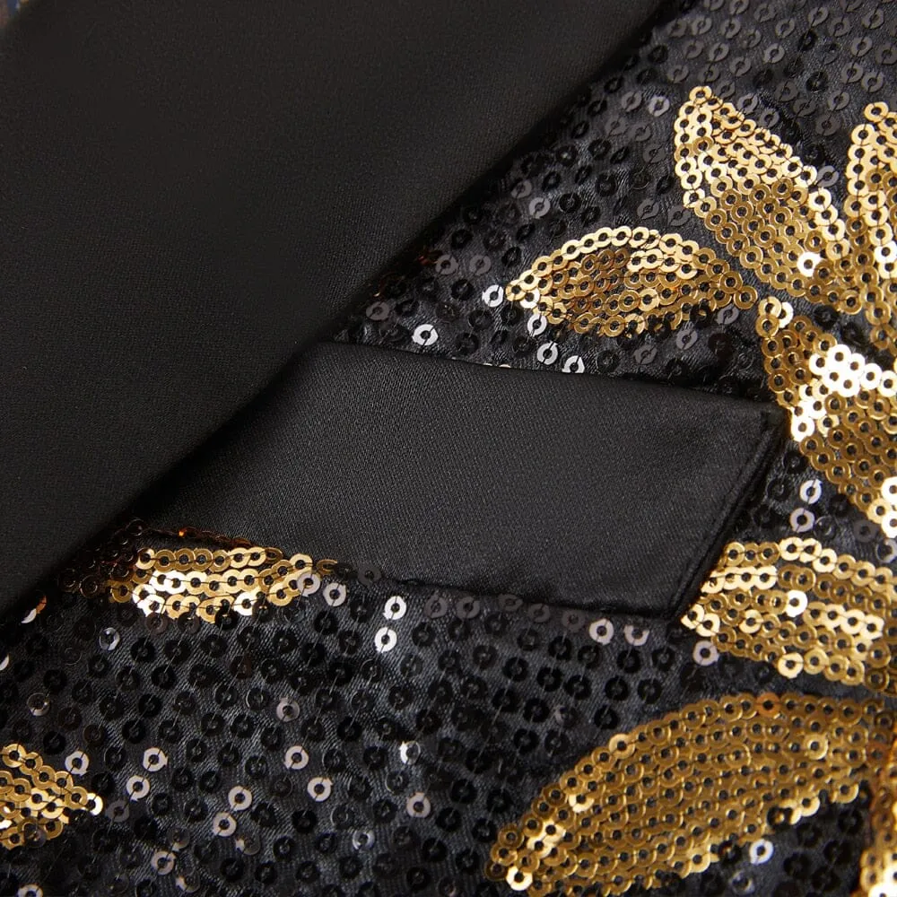 The Golden Palm Sequin Slim Fit Two-Piece Suit