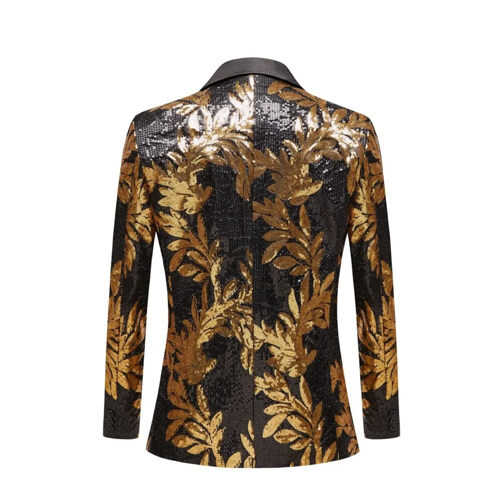 The Golden Palm Sequin Slim Fit Two-Piece Suit