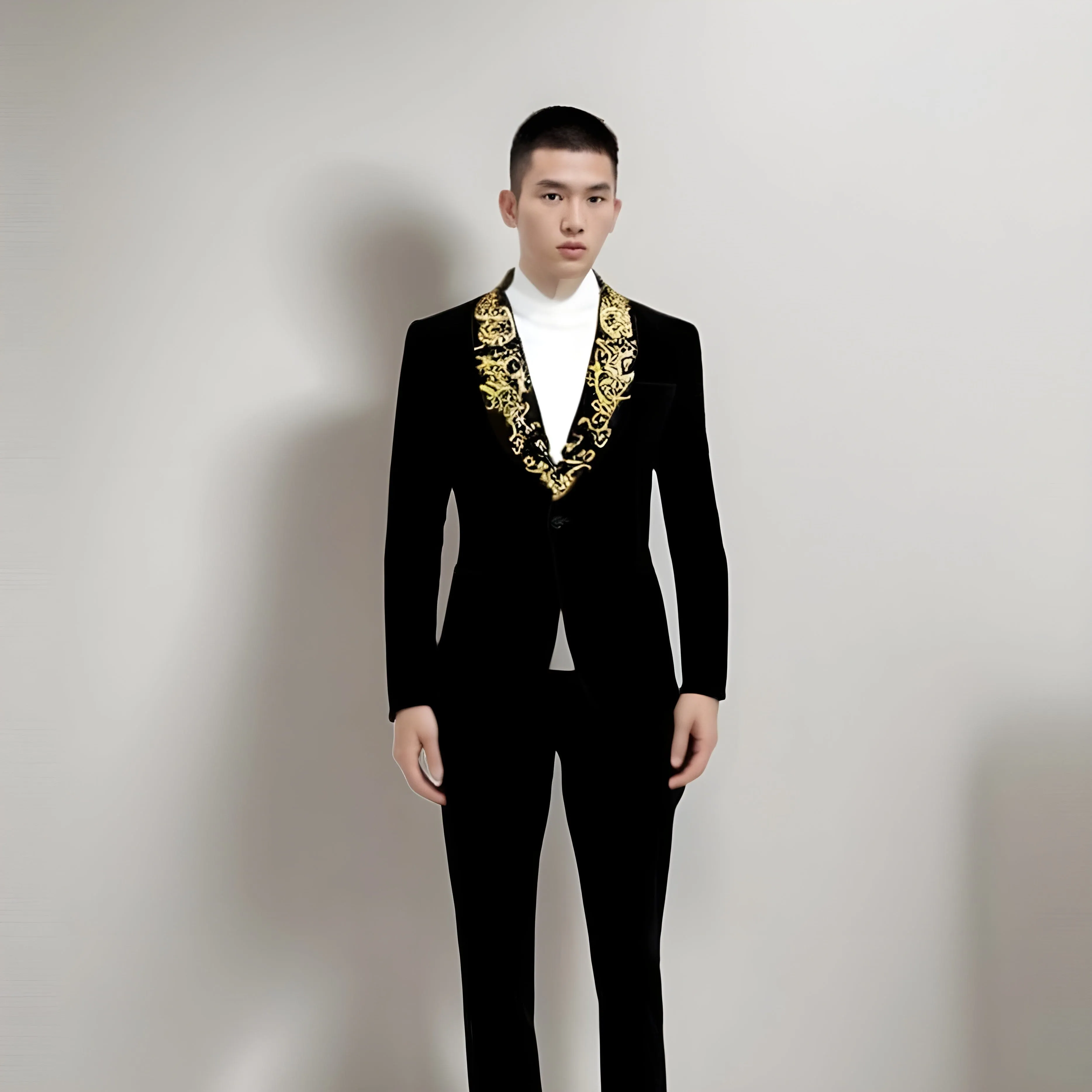 The Hadrianus Embroidered Slim Fit Tuxedo Blazer Suit Jacket