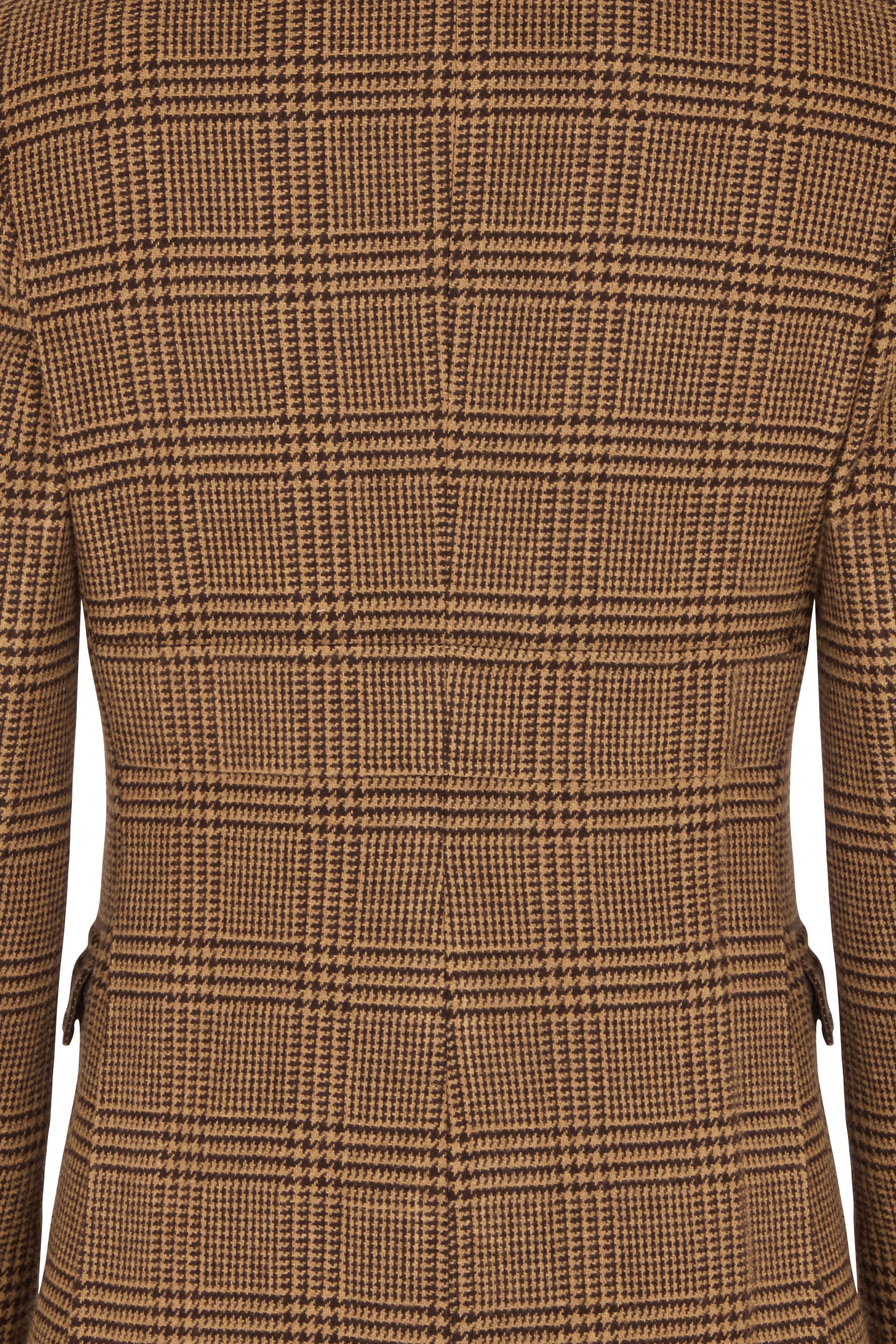 Toffee/Brown Glen Check Patch Pocket Single Breasted Jacket