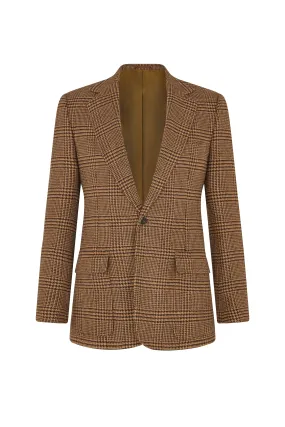 Toffee/Brown Glen Check Patch Pocket Single Breasted Jacket