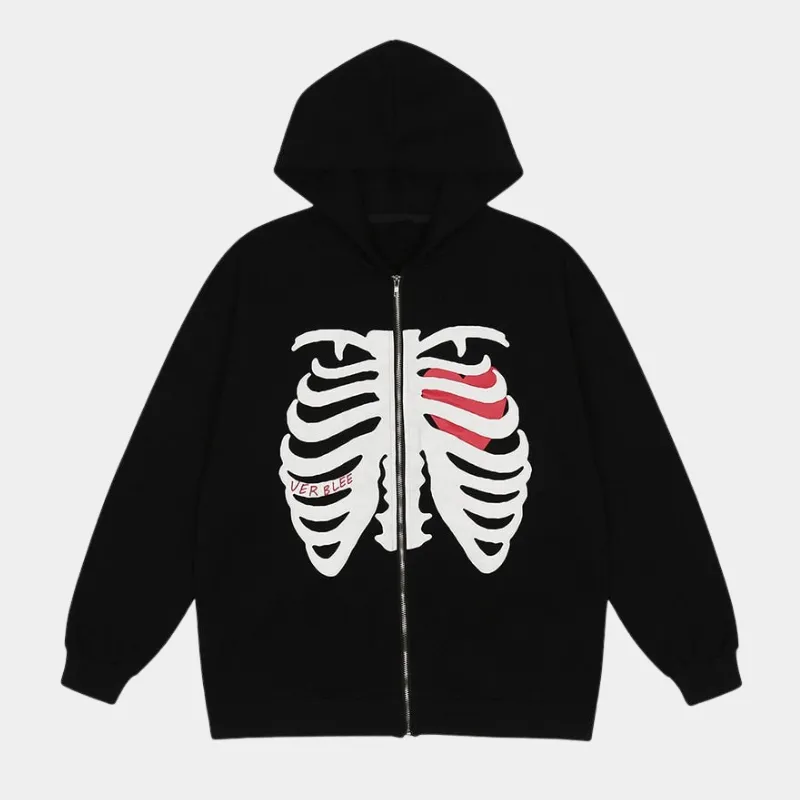 Trapped Heart | Graphic Zipper Hoodie