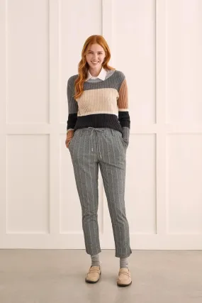 Tri 1605O Ribbed Color Block Sweater