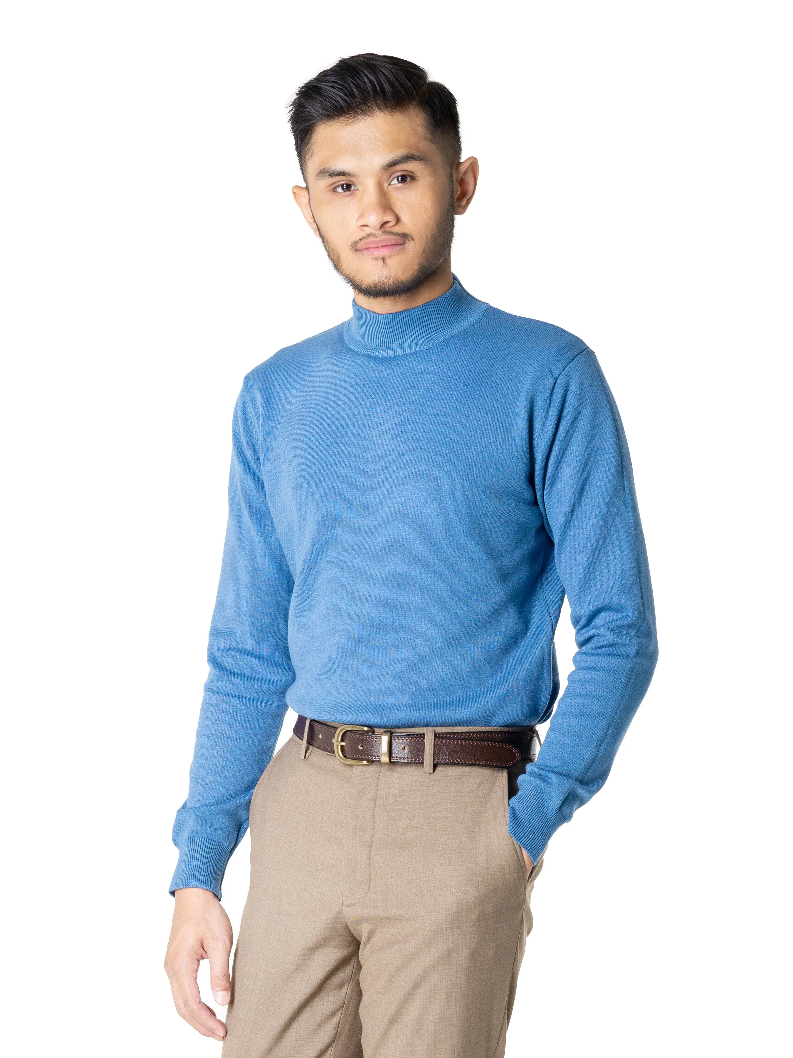 Turtleneck Sweater - Cyan Blue