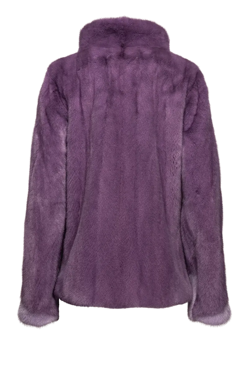 Two Purples Zip Up Mink Fur Jacket