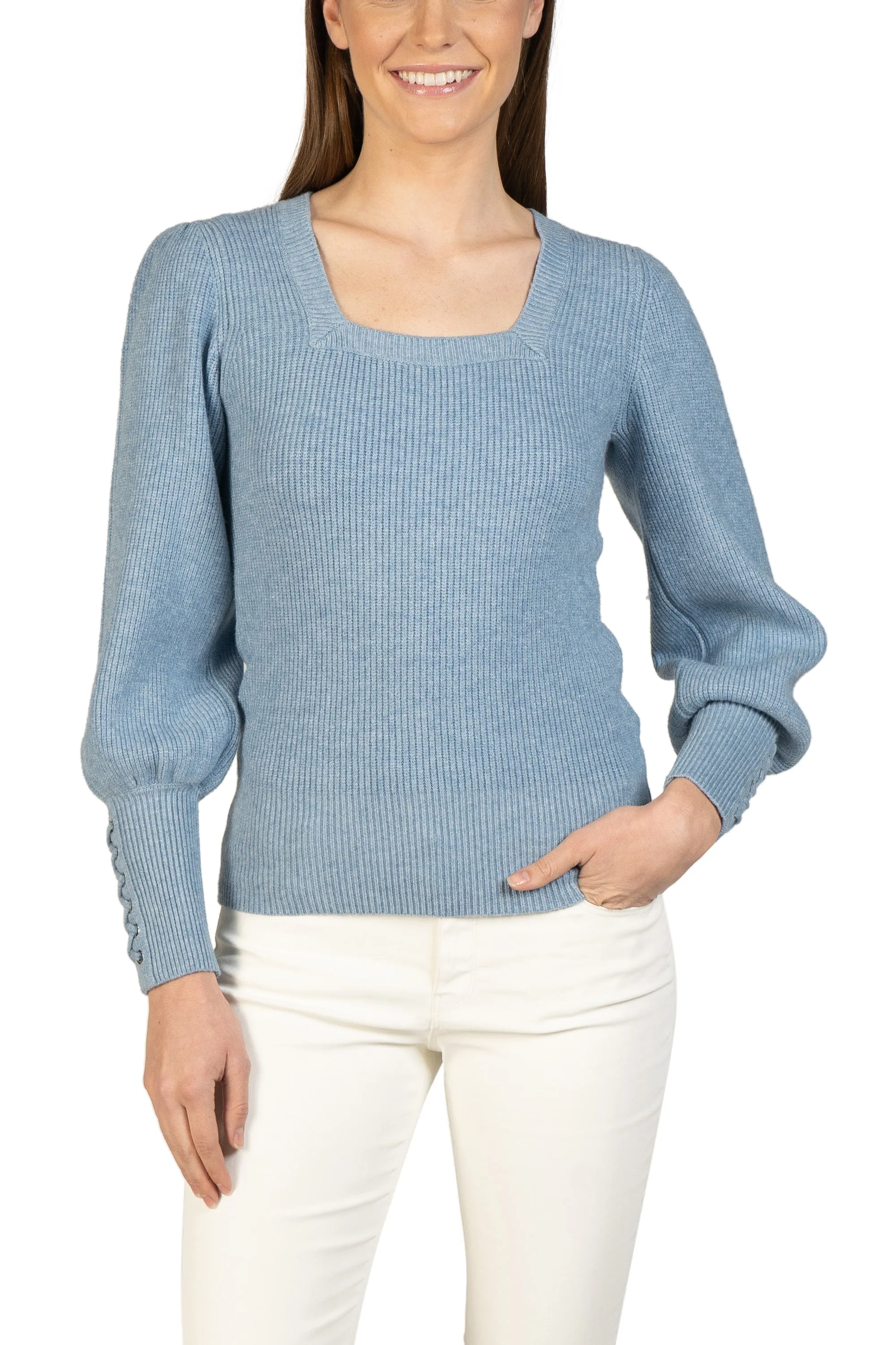 Whipstitch Cuff Knit Sweater