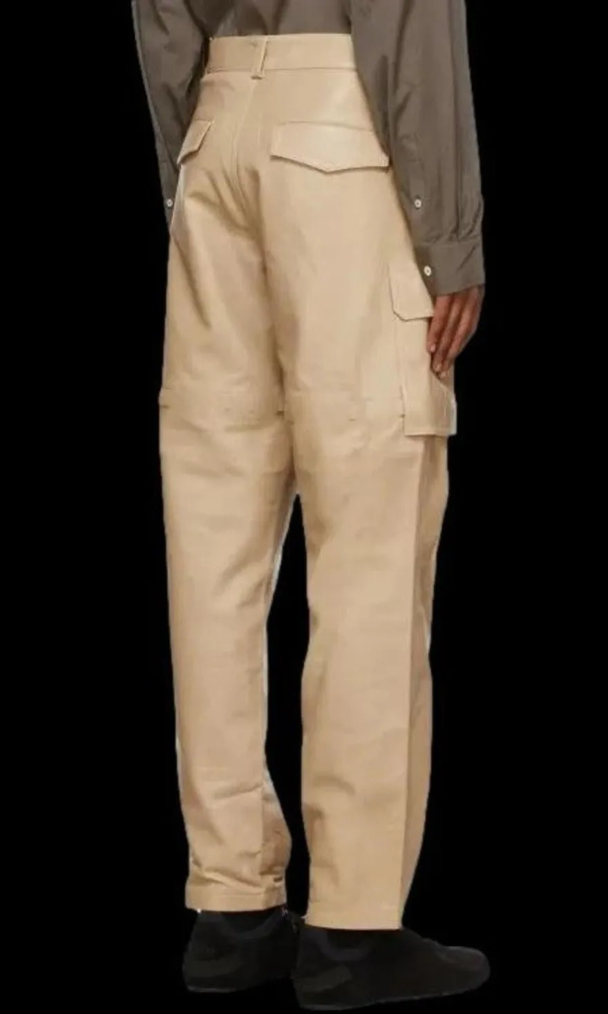 White Leather Cargo Pants