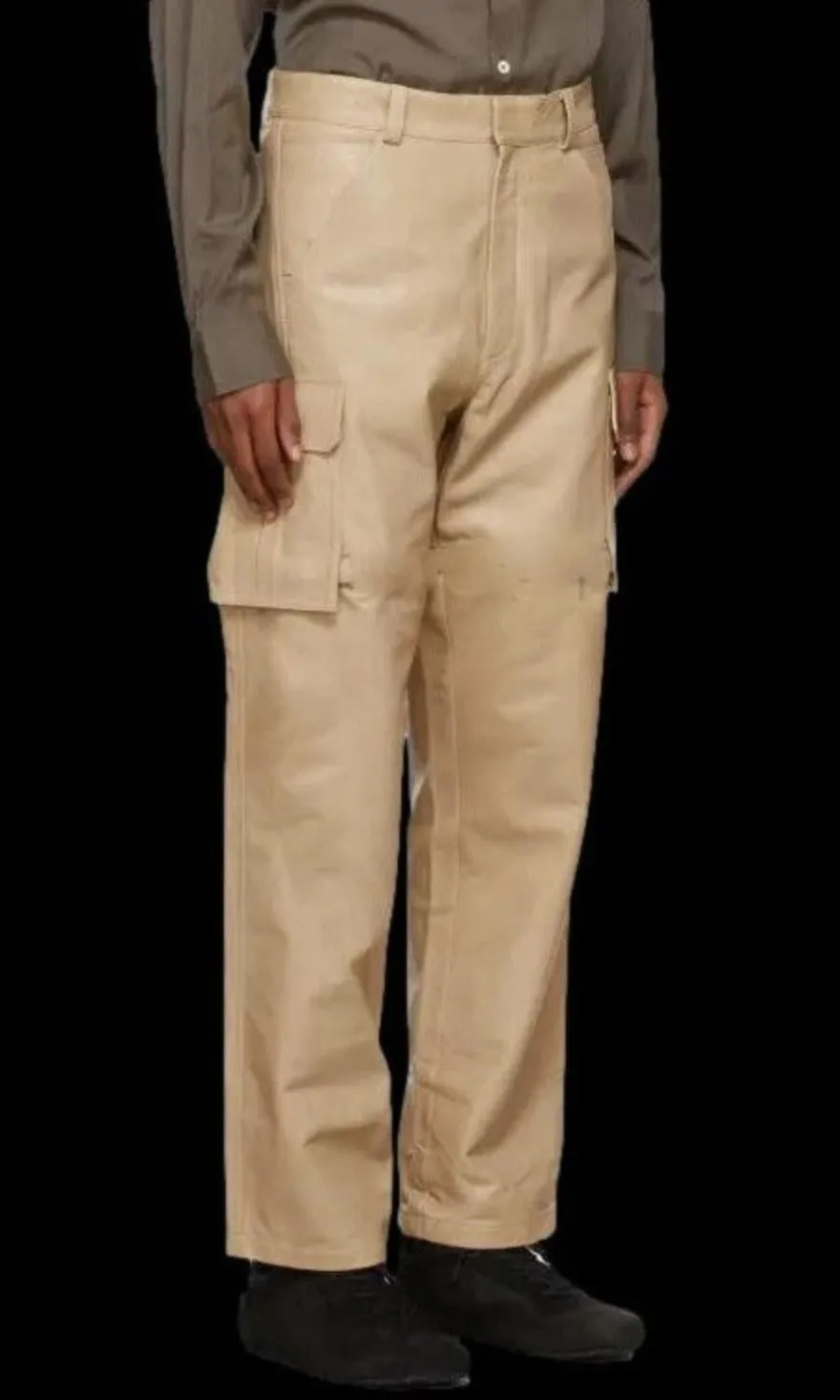 White Leather Cargo Pants