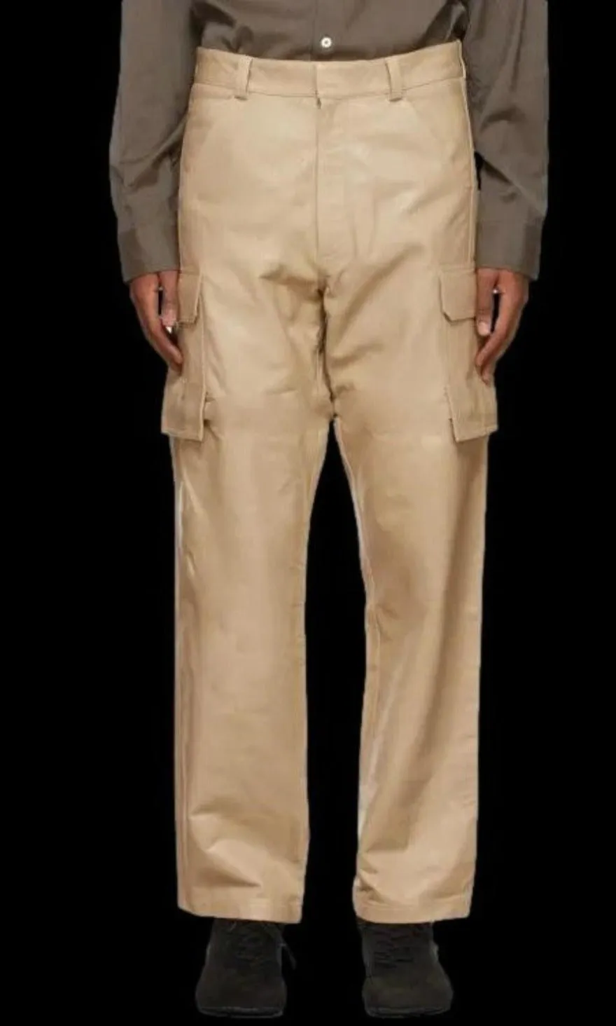 White Leather Cargo Pants