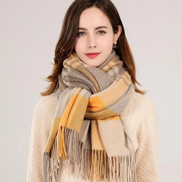 Winter Plaid 100% Lamb Wool Scarf