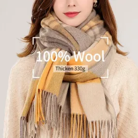 Winter Plaid 100% Lamb Wool Scarf