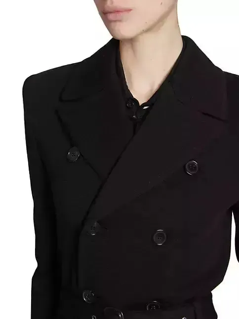 Women’s Belted Double-Breasted Wool-Blend Jersey Trench Coat