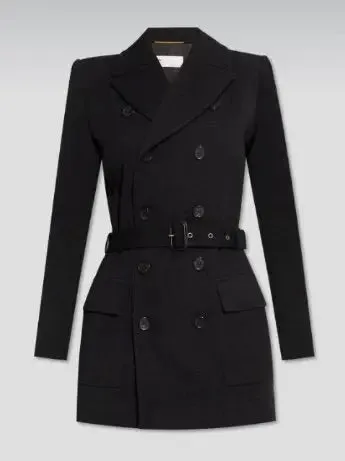 Women’s Belted Double-Breasted Wool-Blend Jersey Trench Coat