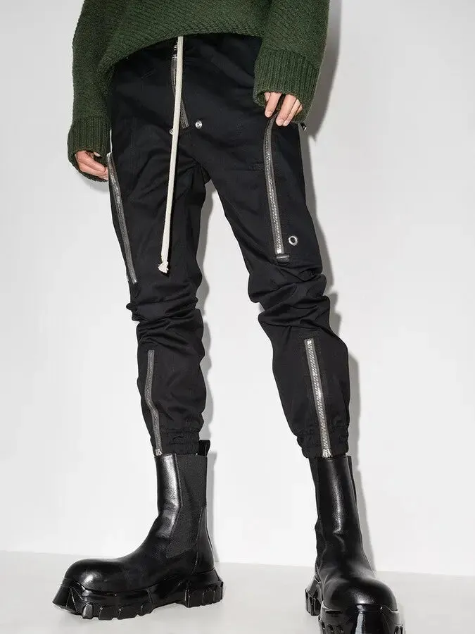 Women’s Black Cargo Pants with Zip-Detail and Tie-Waist