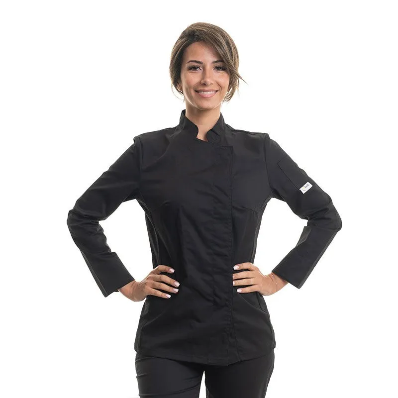 Women's Black Short Sleeve Kitchen Coat - MANELLI