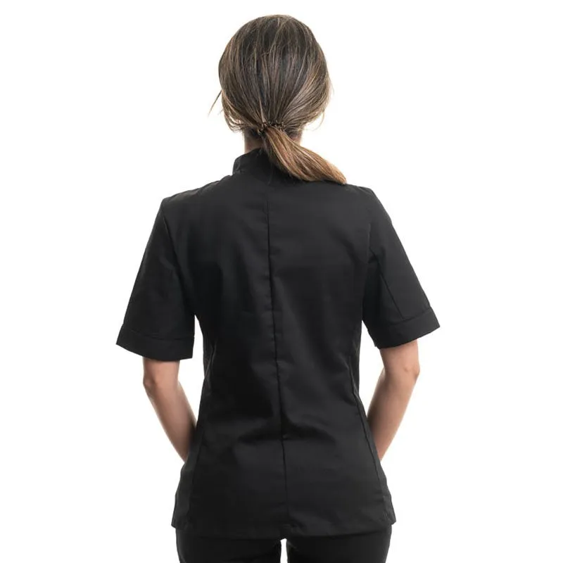 Women's Black Short Sleeve Kitchen Coat - MANELLI