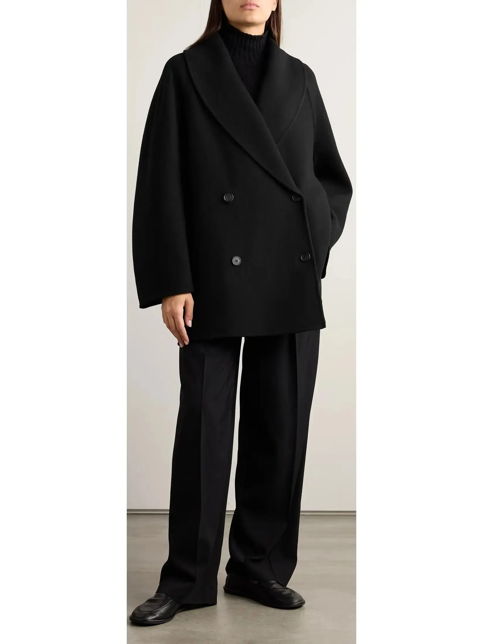 Women’s Double-Breasted Wool and Cashmere-Blend Coat