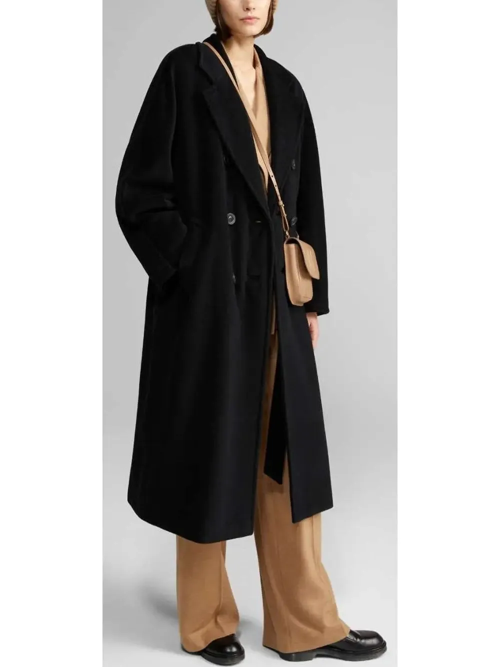 Women’s Double-Breasted Wool and Cashmere-blend Icon Coat, Black