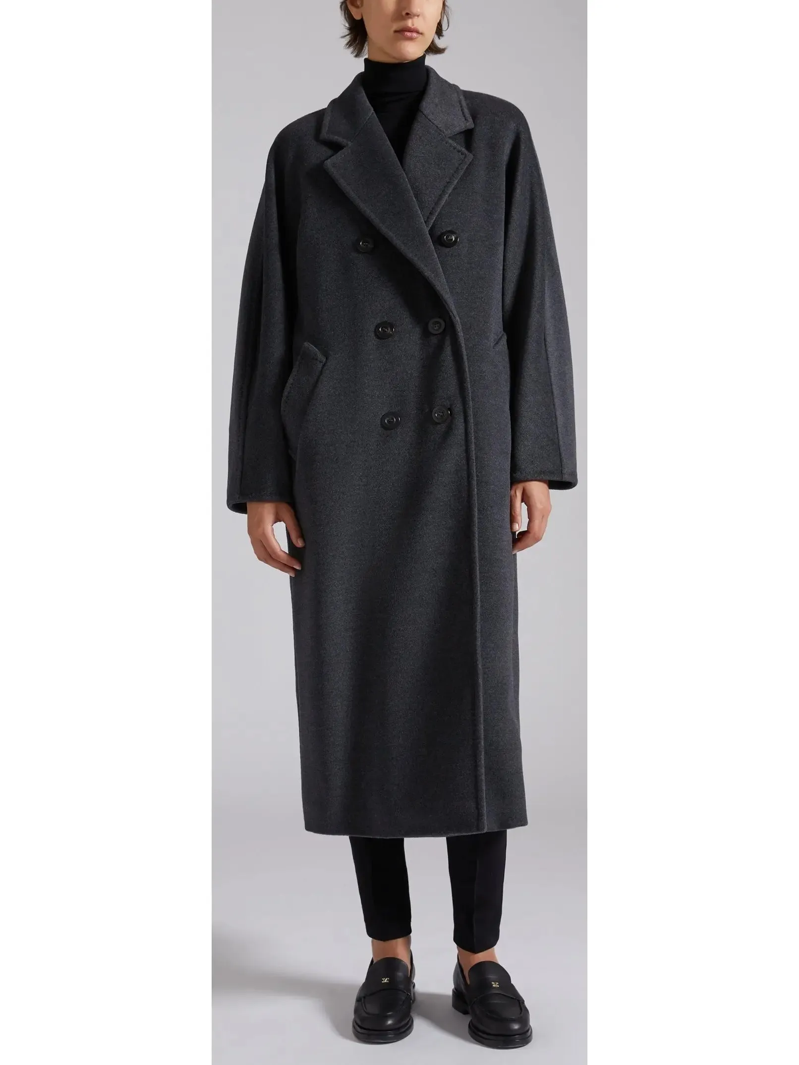 Women’s Double-Breasted Wool and Cashmere-blend Icon Coat, Dark Gray