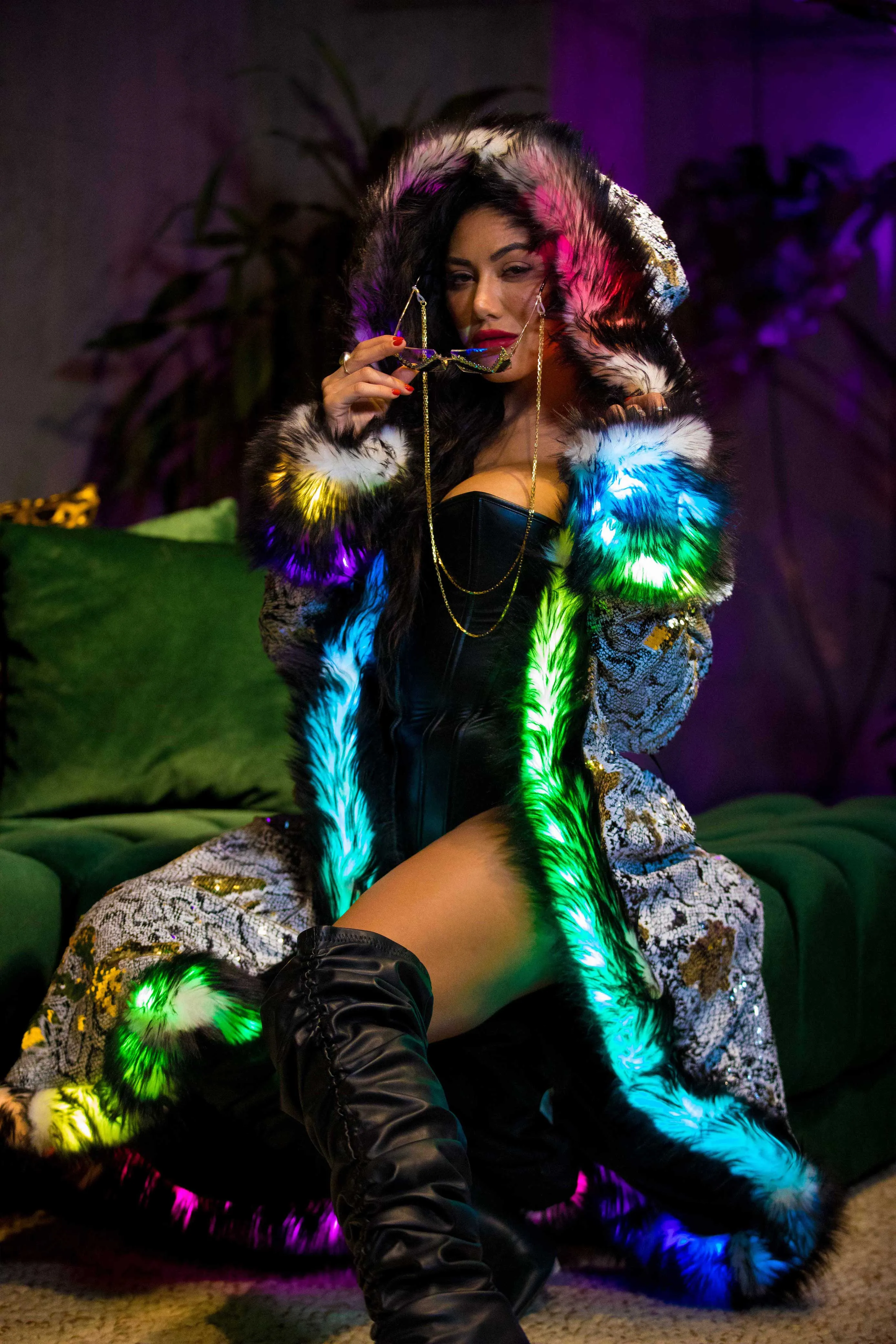 Women's LED Sequin Temptress Coat in "Princess Python"