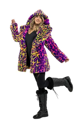 Women's Short Duchess Coat in "Neon Cheetah" IN STOCK