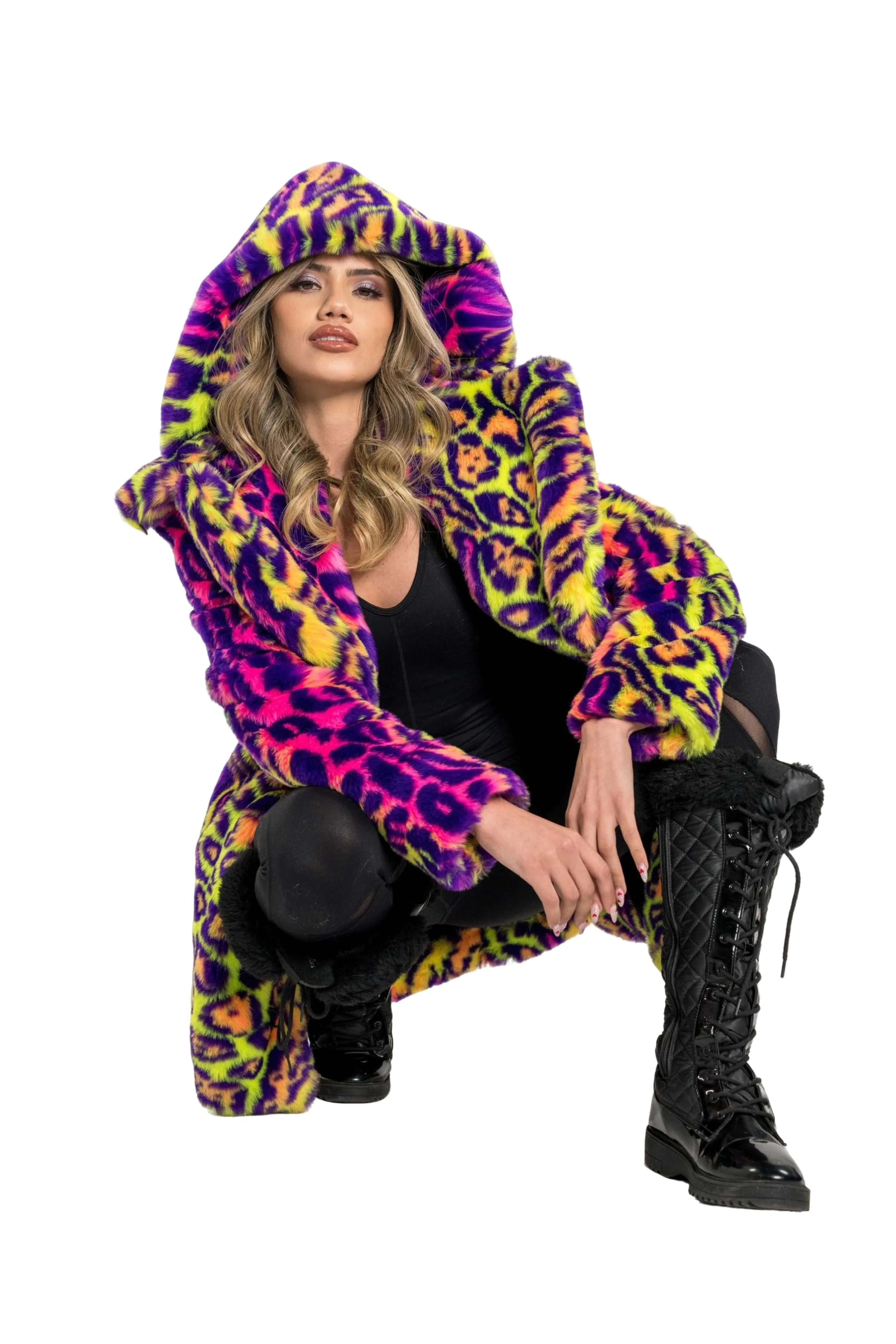 Women's Short Duchess Coat in "Neon Cheetah" IN STOCK